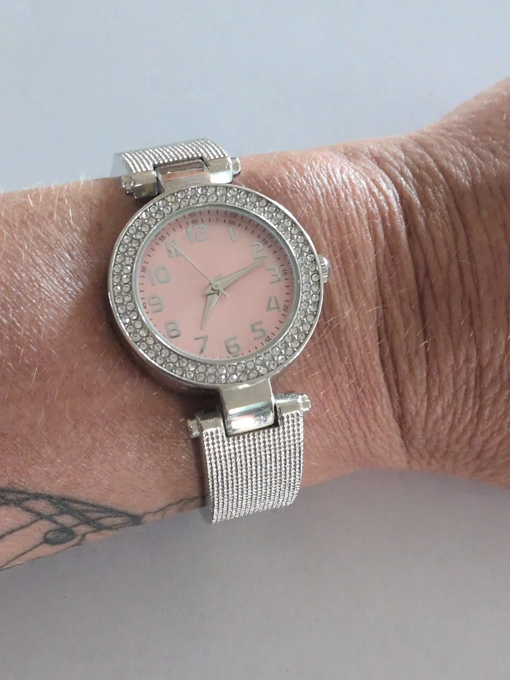 Silver Crystal Bezel Pink Dial Women's Fashion Watch